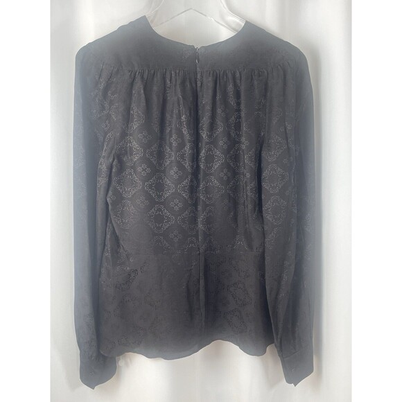 LEWIT Silk Blend Jacquard Peplum Blouse In Black Sz S New - Picture 6 of 8